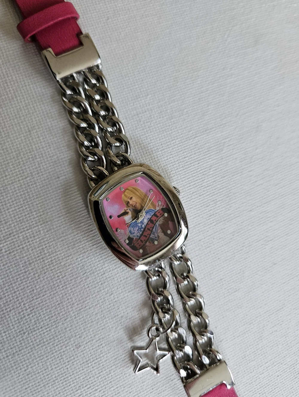 Hannah Montana Braceket Watch Pink Silver Needs A Battery Disney Channel